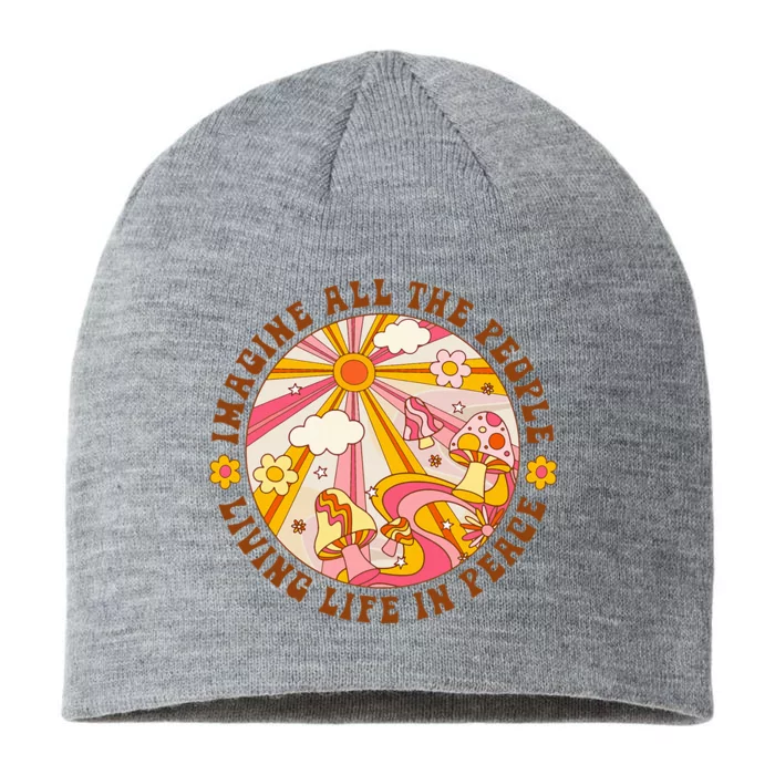 Hippie Imagine Living Life In Peace Sign Mushroom 8 1/2in Sustainable Knit Beanie