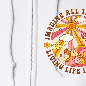 Hippie Imagine Living Life In Peace Sign Mushroom Full Zip Hoodie