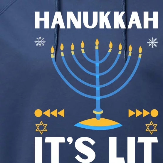 Hanukkah It's Lit Cool Design Performance Fleece Hoodie