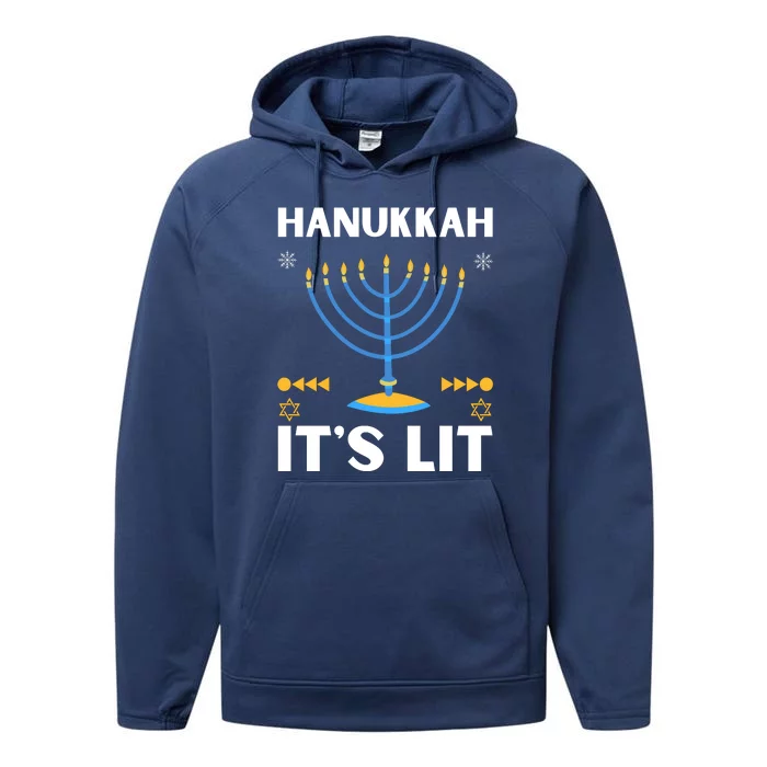 Hanukkah It's Lit Cool Design Performance Fleece Hoodie