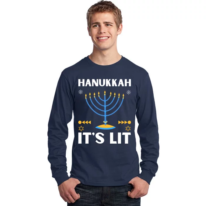 Hanukkah It's Lit Cool Design Tall Long Sleeve T-Shirt