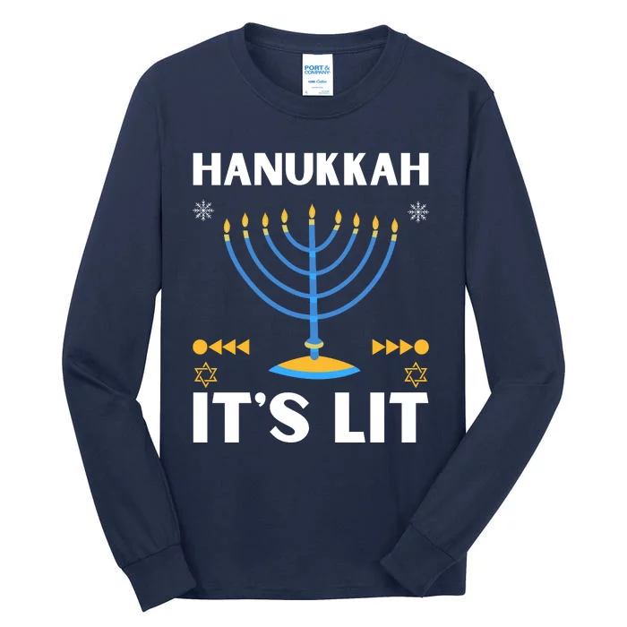 Hanukkah It's Lit Cool Design Tall Long Sleeve T-Shirt