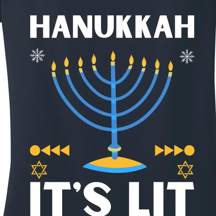 Hanukkah It's Lit Cool Design Women's V-Neck T-Shirt