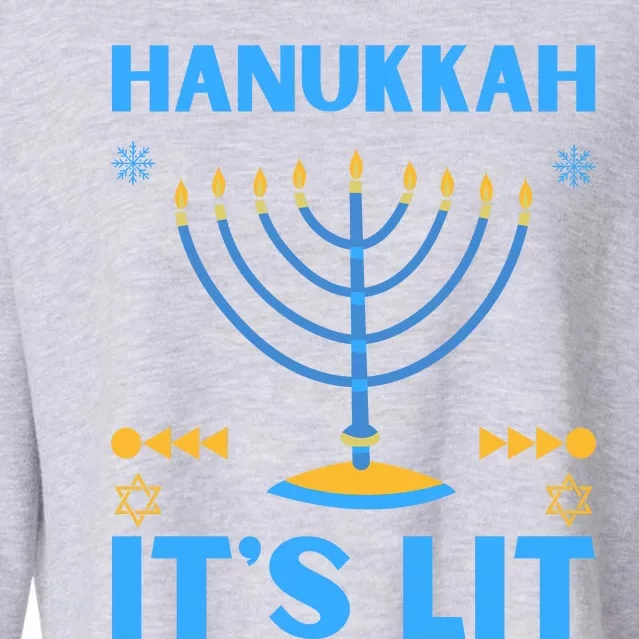 Hanukkah It's Lit Cool Design Cropped Pullover Crew