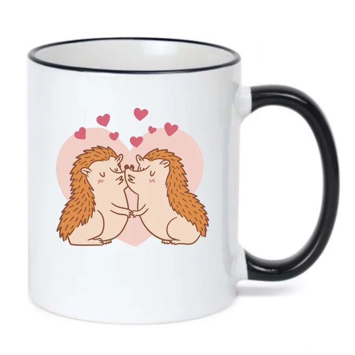 Hedgehogs In Love Black Color Changing Mug