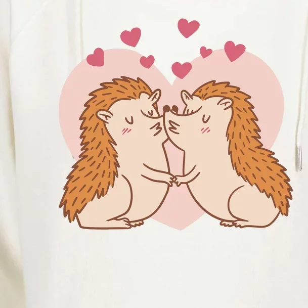 Hedgehogs In Love Womens Funnel Neck Pullover Hood