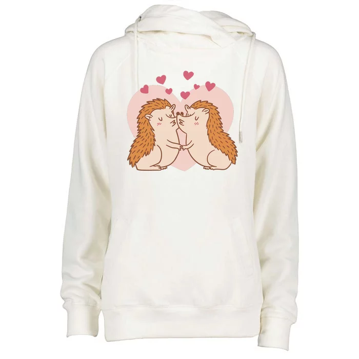 Hedgehogs In Love Womens Funnel Neck Pullover Hood