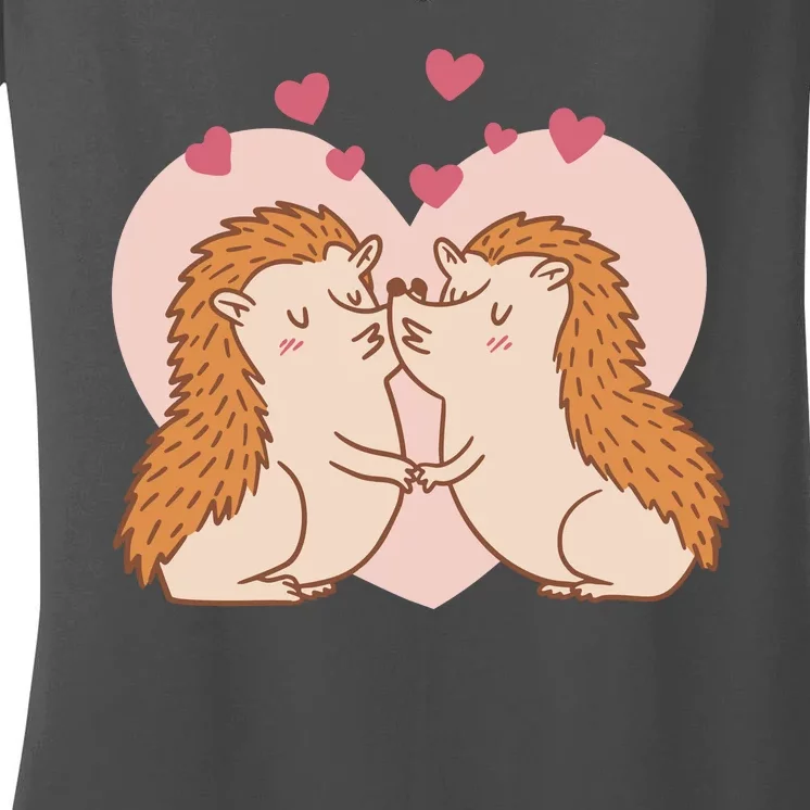 Hedgehogs In Love Women's V-Neck T-Shirt