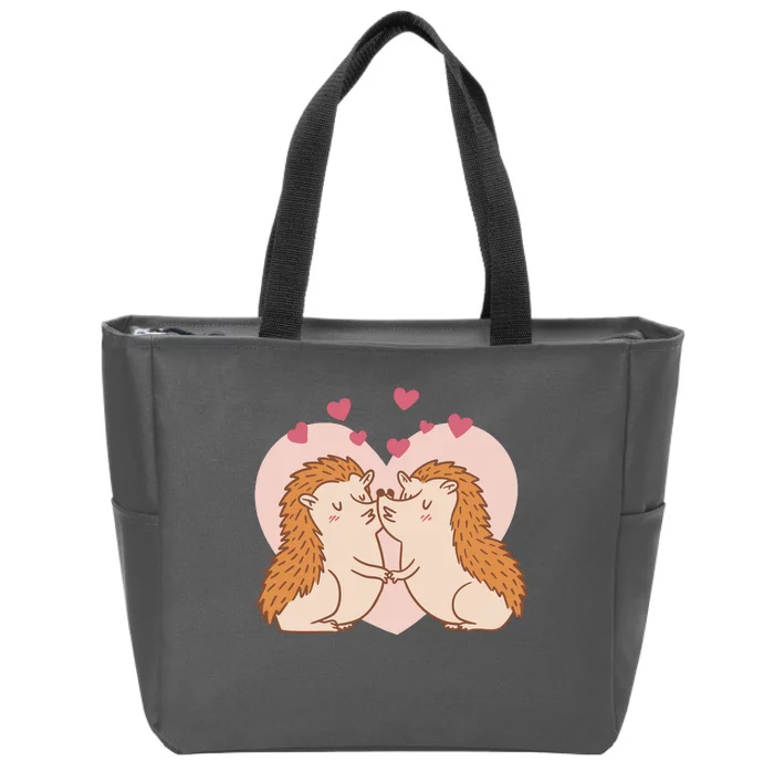 Hedgehogs In Love Zip Tote Bag