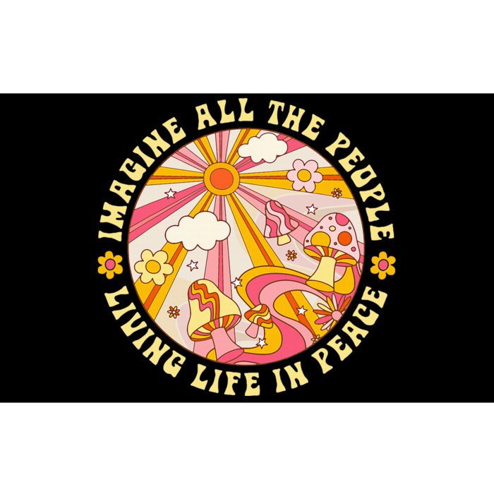 Hippie Imagine Living Life In Peace Sign Mushroom Retro 70s Bumper Sticker