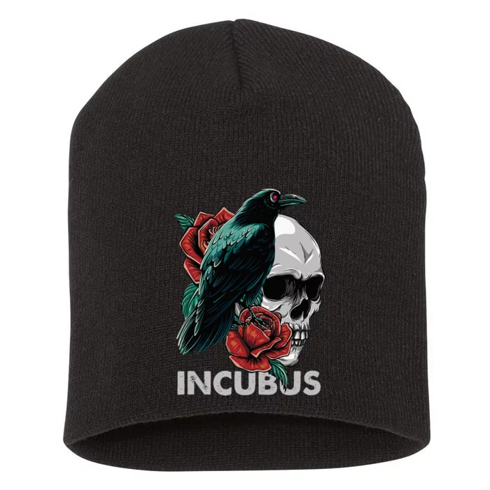 Halloween Incubuscrow Left Skull Morning And Flower Short Acrylic Beanie