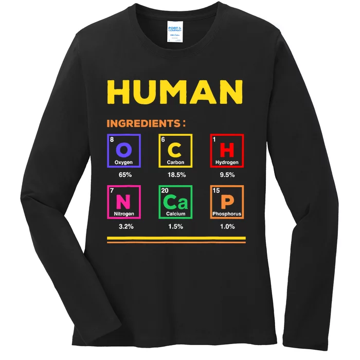 Human Ingredients Medical Laboratory Science Lab Technician Ladies Long Sleeve Shirt