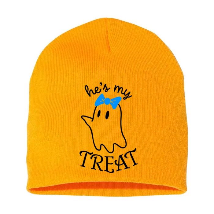 He Is My Treat Ghost Halloween Couple Happy Halloween Meaningful Gift Short Acrylic Beanie