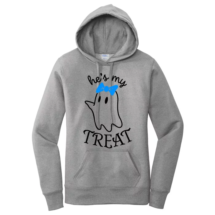 He Is My Treat Ghost Halloween Couple Happy Halloween Meaningful Gift Women's Pullover Hoodie