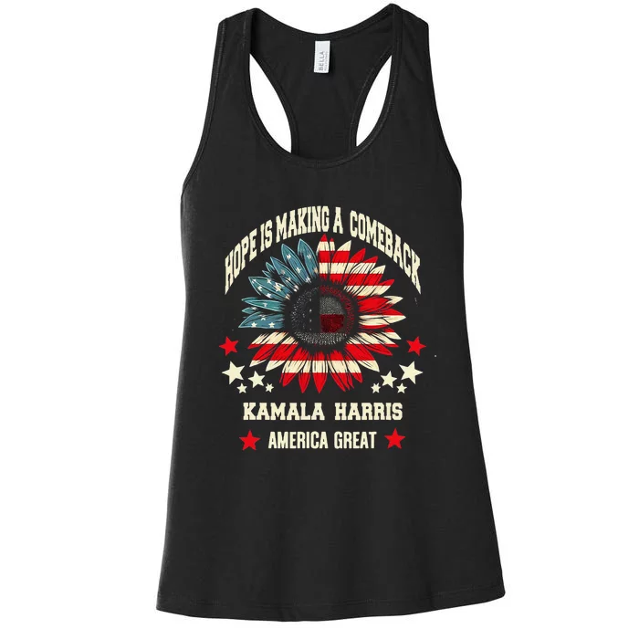 Hope Is Making A Comeback Kamala Harris Tim Walz Women's Racerback Tank