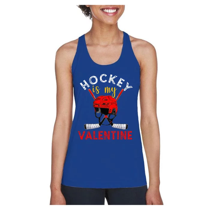 Hockey Is My Valentine Hockey Lover Valentines Day Women's Racerback Tank