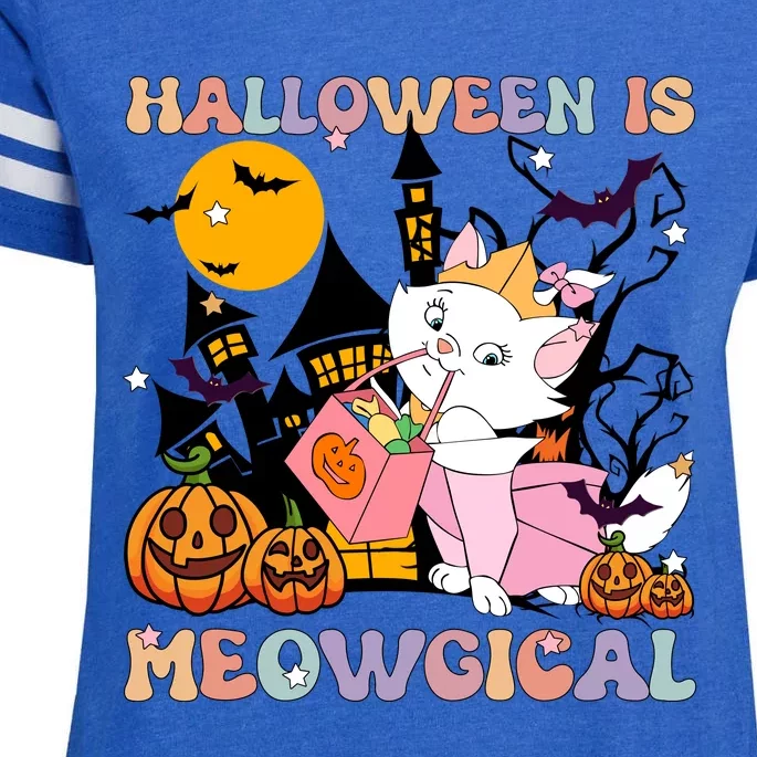 Halloween Is Meowgical Marie Cat Halloween Enza Ladies Jersey Football T-Shirt