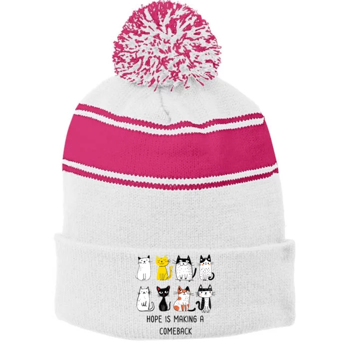 Hope Is Making A Comeback Cute Women 2024 Stripe Pom Pom Beanie