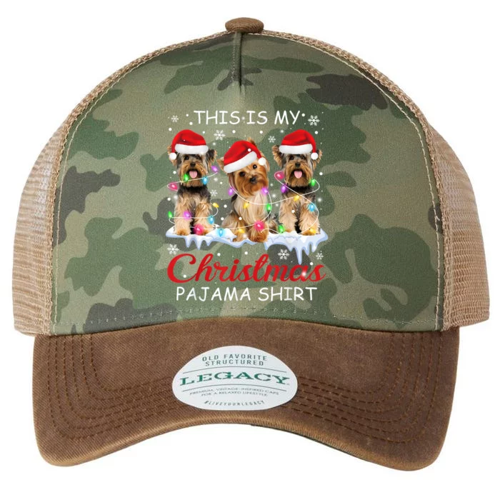 His Is My Christmas Pajama Santa Yorkie Dog Owners Legacy Tie Dye Trucker Hat