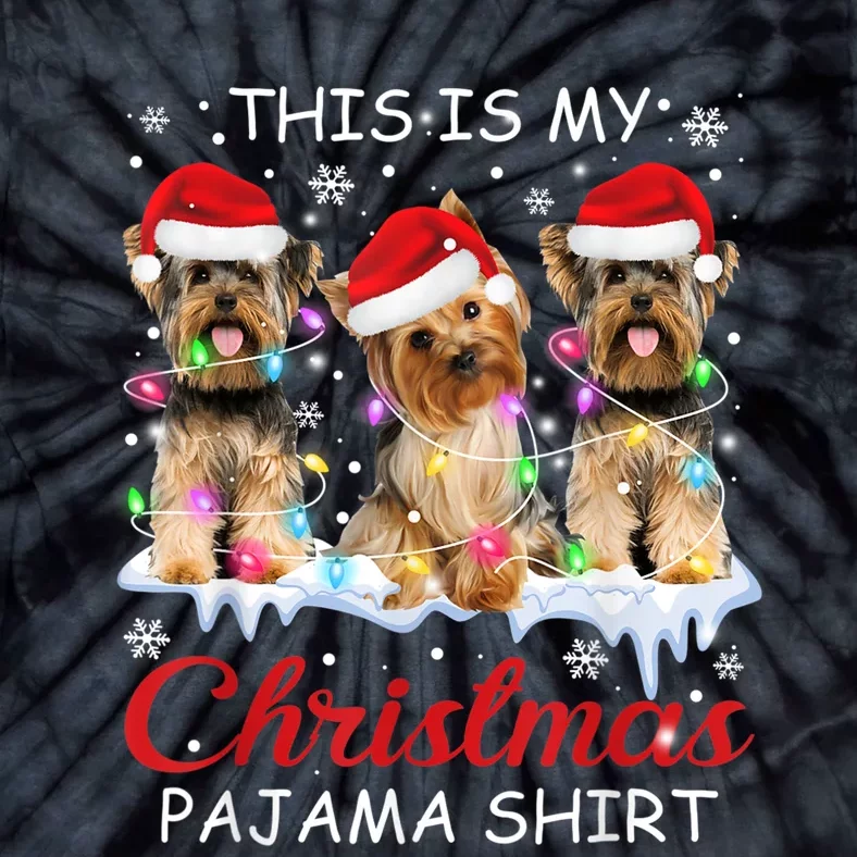 His Is My Christmas Pajama Santa Yorkie Dog Owners Tie-Dye T-Shirt