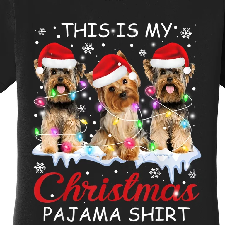 His Is My Christmas Pajama Santa Yorkie Dog Owners Women's T-Shirt