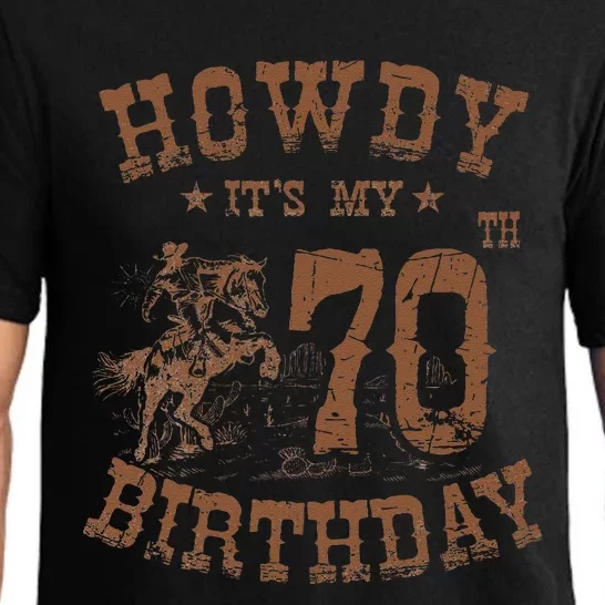 Howdy ItS My 70th Birthday Western Cow 70 Years Old Bday Pajama Set