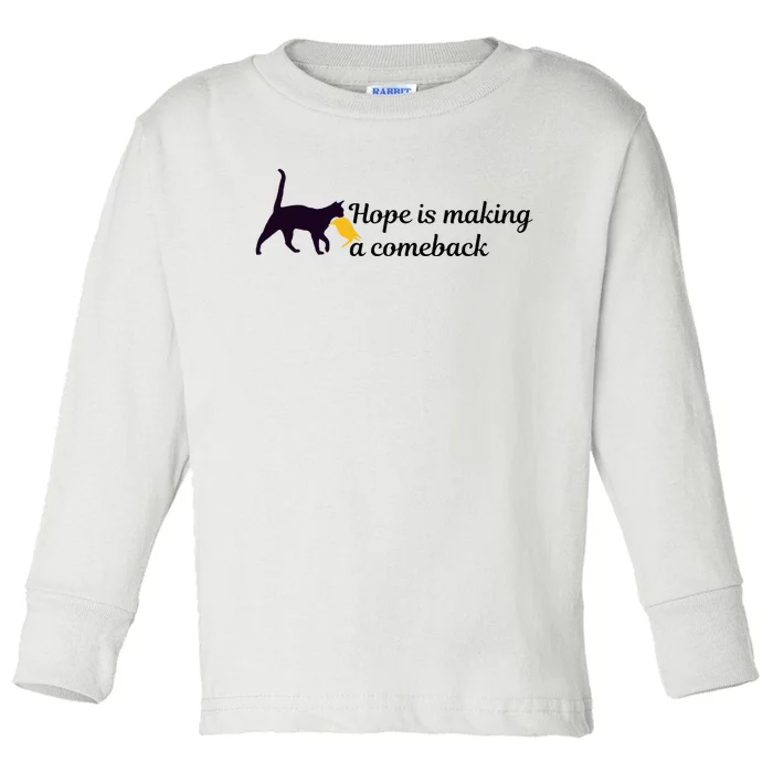 Hope Is Making A Comeback Funny Cat Trump Hair Kamala Harris Toddler Long Sleeve Shirt