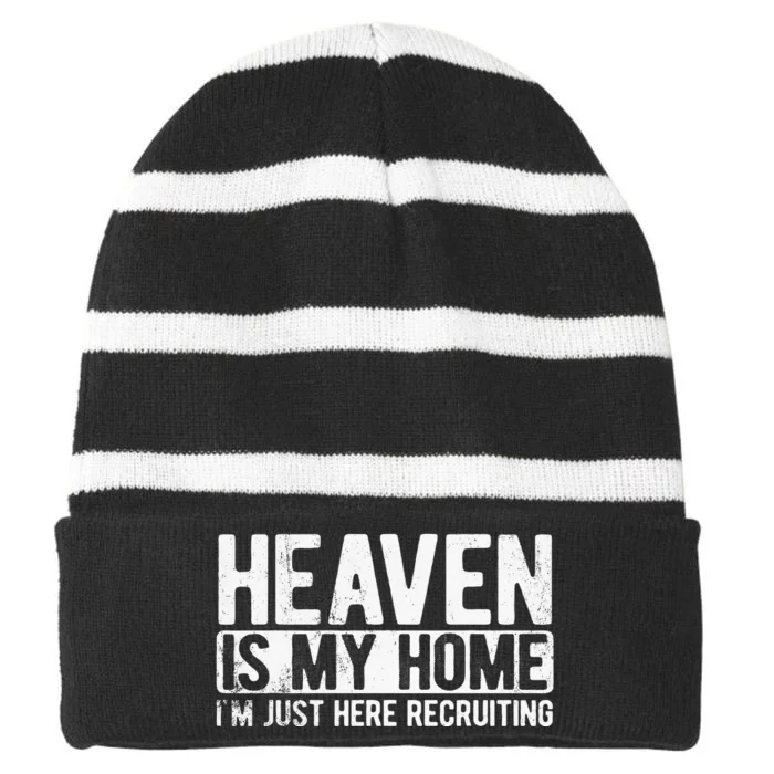 Heaven Is My Home Christian Religious Jesus Striped Beanie with Solid Band