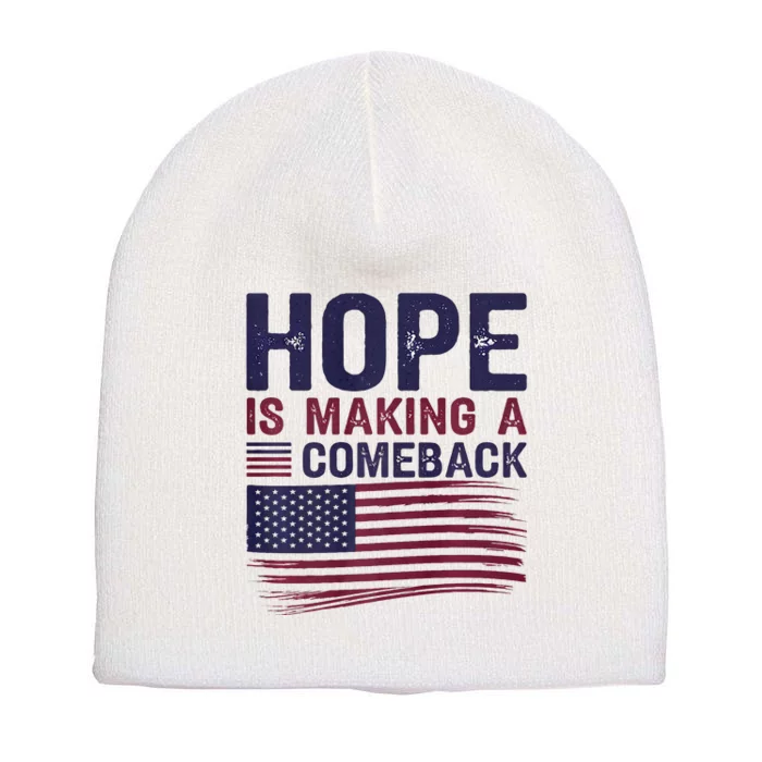 Hope Is Making A Comeback Us Flag Kamala Harris Tim Walz Premium Short Acrylic Beanie