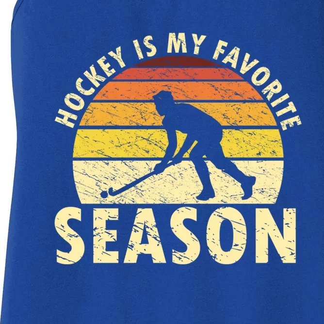 Hockey Is My Favorite Season Retro Field Hockey Player Meaningful Gift Women's Racerback Tank