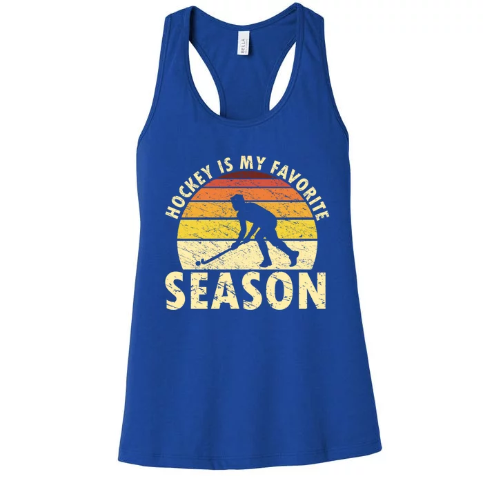 Hockey Is My Favorite Season Retro Field Hockey Player Meaningful Gift Women's Racerback Tank