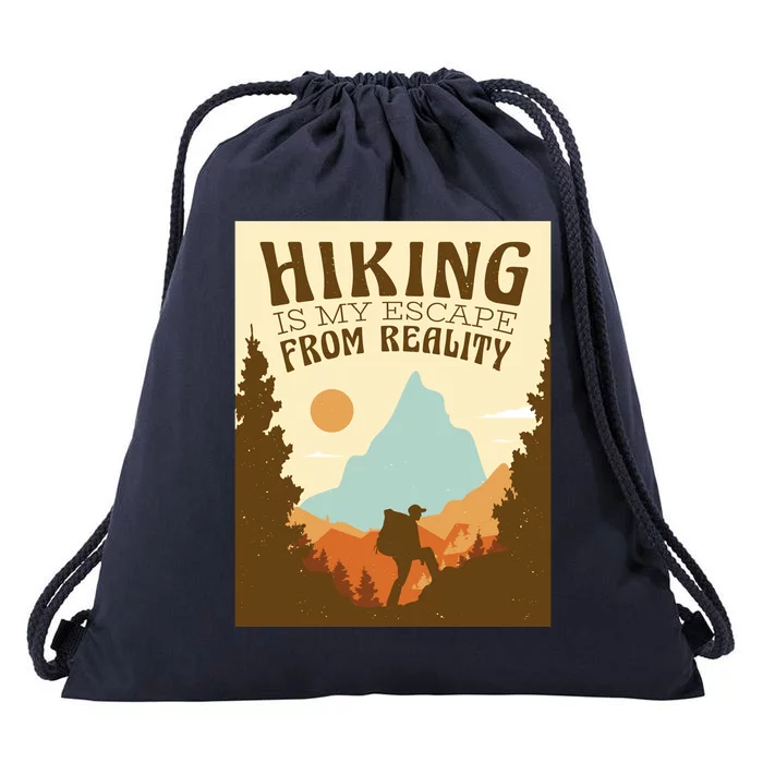 Hiking Is My Escape From Reality Drawstring Bag