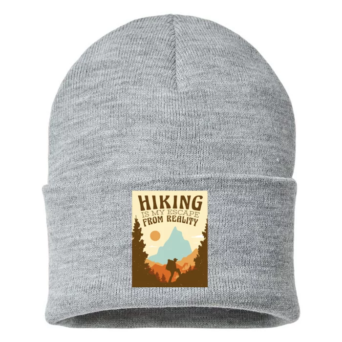 Hiking Is My Escape From Reality Sustainable Knit Beanie