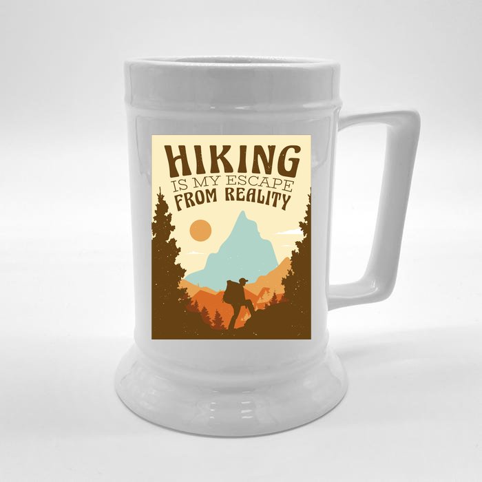 Hiking Is My Escape From Reality Front & Back Beer Stein