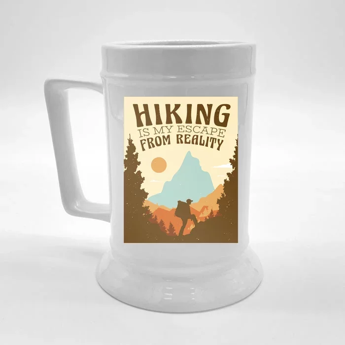 Hiking Is My Escape From Reality Front & Back Beer Stein