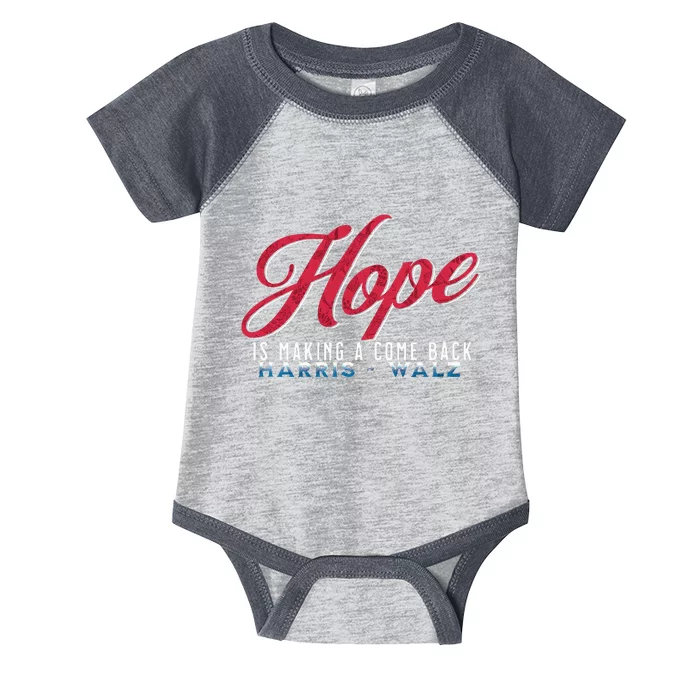 Hope Is Making A Come Back Harris Walz 2024 Infant Baby Jersey Bodysuit