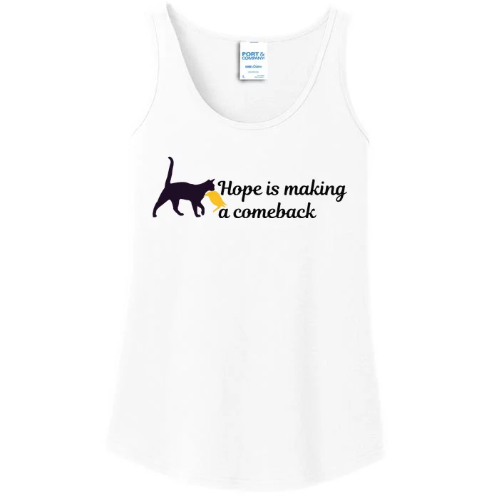 Hope Is Making A Comeback Funny Cat Trump Hair Kamala Harris Ladies Essential Tank