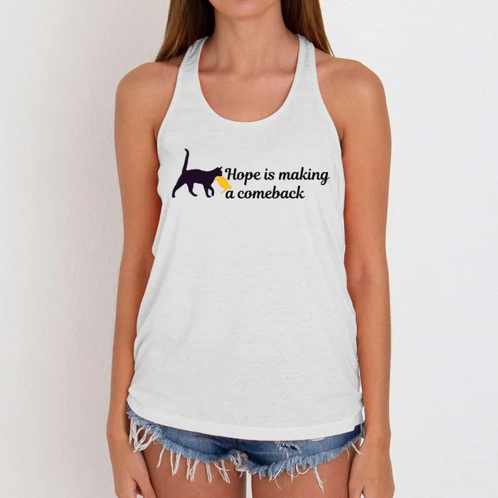 Hope Is Making A Comeback Funny Cat Trump Hair Kamala Harris Women's Knotted Racerback Tank