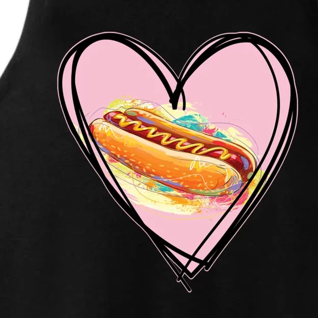 Hotdog Is My Valentine I Love Hotdog I Heart Hotdog Graphic Gift Ladies Tri-Blend Wicking Tank