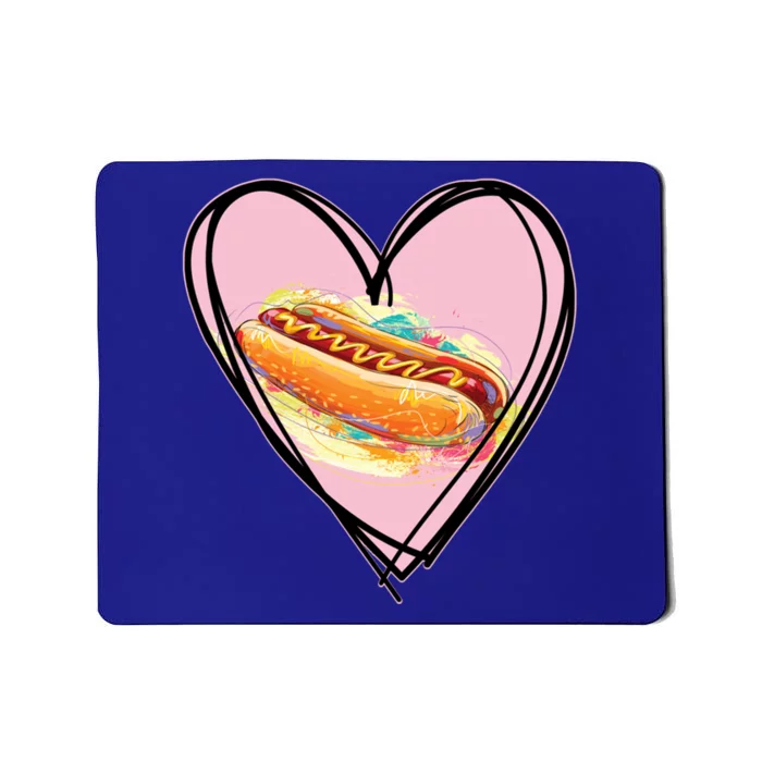 Hotdog Is My Valentine I Love Hotdog I Heart Hotdog Graphic Gift Mousepad