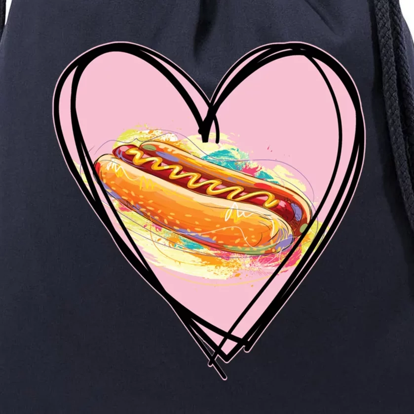 Hotdog Is My Valentine I Love Hotdog I Heart Hotdog Graphic Gift Drawstring Bag