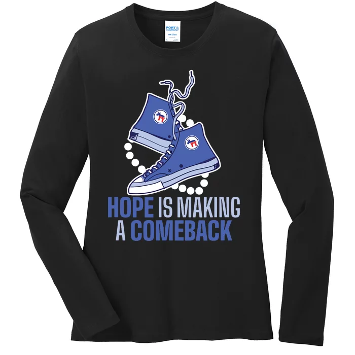 Hope Is Making A Comeback Chucks And Pearls Ladies Long Sleeve Shirt