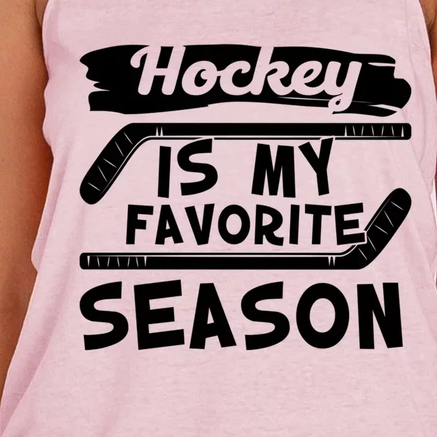 Hockey Is My Favorite Season: Funny Ice Hockey Player Great Gift Women's Knotted Racerback Tank