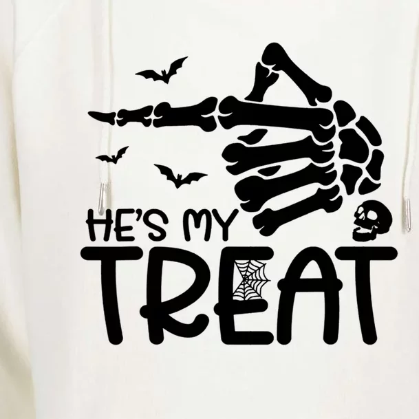 Hes Is My Treat And Shes Is My Trick Couples Skeleton Hand Gift Womens Funnel Neck Pullover Hood