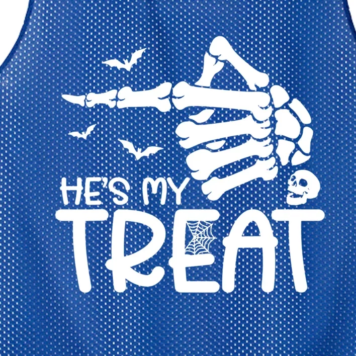 Hes Is My Treat And Shes Is My Trick Couples Skeleton Hand Gift Mesh Reversible Basketball Jersey Tank