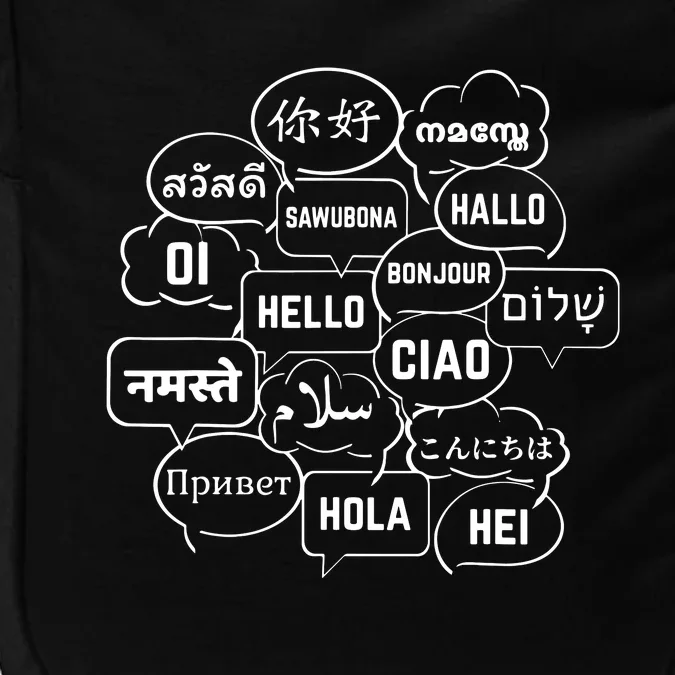 Hello In Many Languages Translator Globetrotter Polyglot Impact Tech Backpack