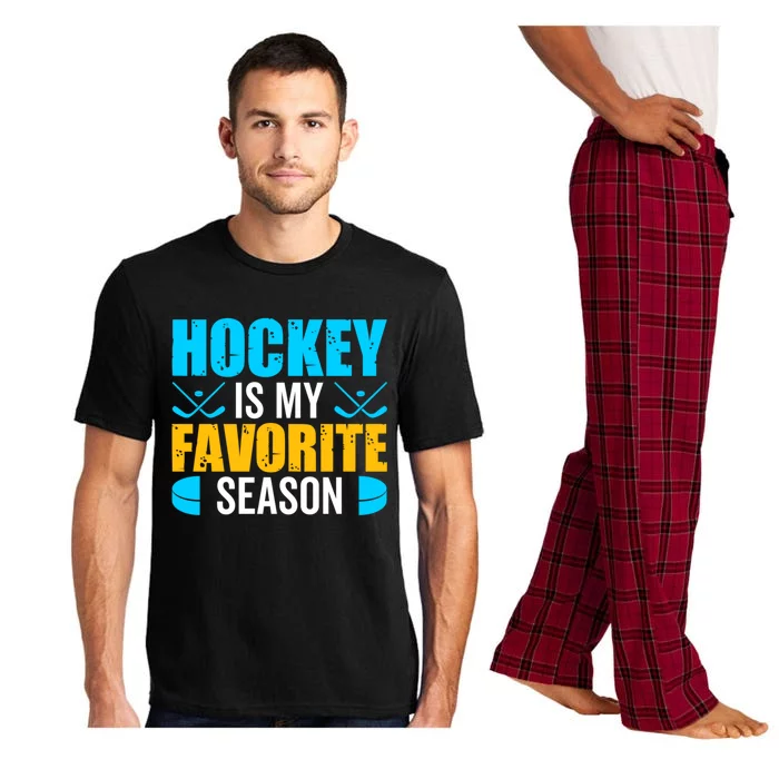 Hockey Is My Favorite Season Vintage Hockey Player Graphic Cute Gift Pajama Set