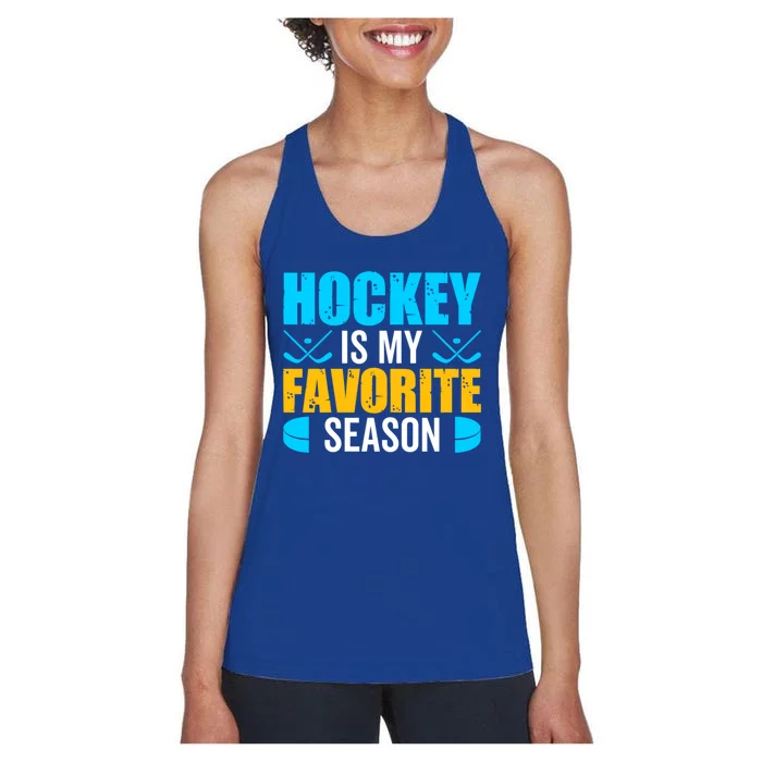 Hockey Is My Favorite Season Vintage Hockey Player Graphic Cute Gift Women's Racerback Tank