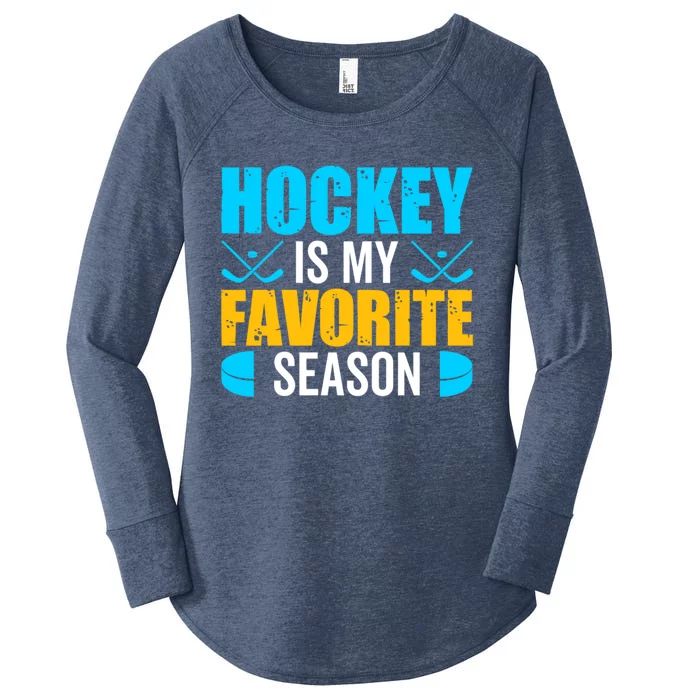 Hockey Is My Favorite Season Vintage Hockey Player Graphic Cute Gift Women's Perfect Tri Tunic Long Sleeve Shirt