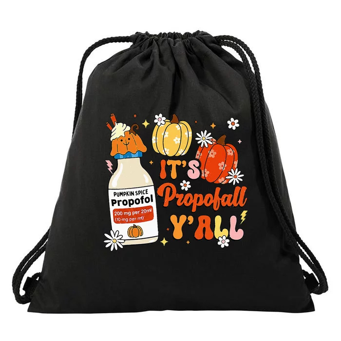 Halloween Icu Nurse Its Propofall YAll Crna Icu Fall Autumn Drawstring Bag